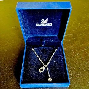 Swarovski Crystal Ring Pendant Necklace, White, Rhodium-plated, Like New